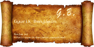 Gyurik Benjámin névjegykártya